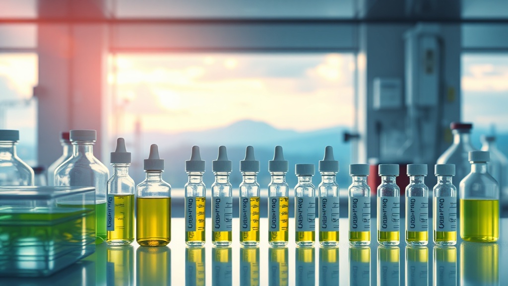 Scientific concept art for laboratory handling and storage of research peptides